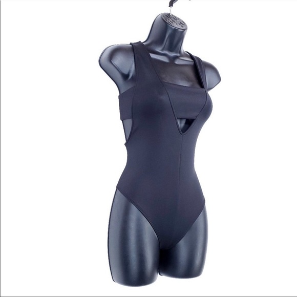 FOREVER 21 Bodysuit Sexy Cutouts Stretch Black L - Picture 2 of 6